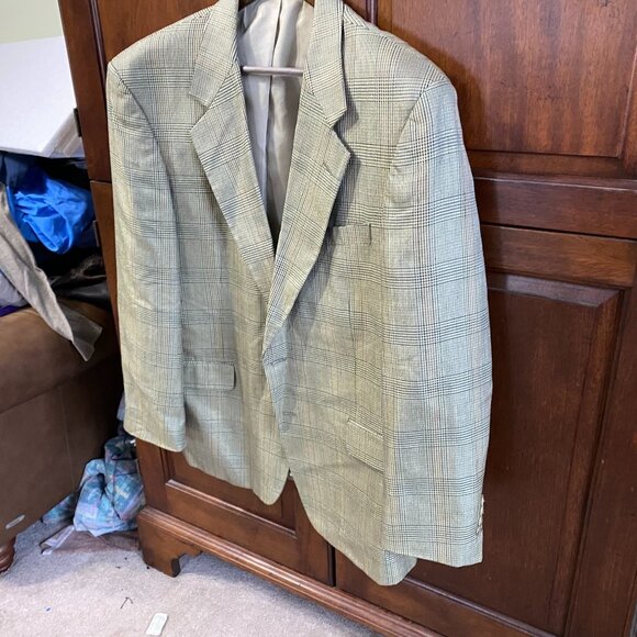 Jones New York Mens Blazer Jacket R44 Classic Plaid Wool Blend Double Button - Picture 9 of 11